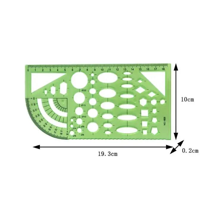 Règle de dessin technique en plastique pour étudiants et professionnels, modèle géométrique, outil de mesure pour cercles et ellipses, polyvalent et durable ```