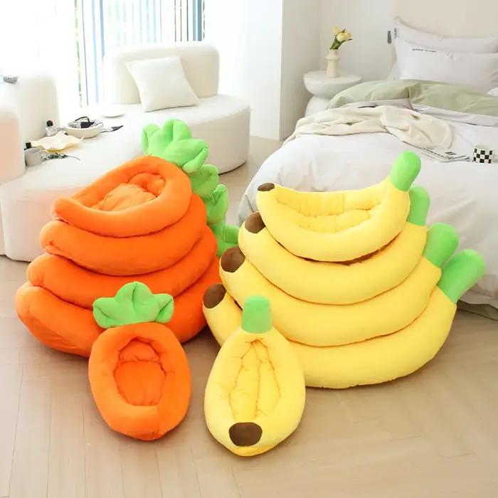 Lit en coton pur pour chiens blanc et couleur du maïs, douillet et confortable pour les petites, moyennes et grandes races, parfait pour le repos hivernal et estival