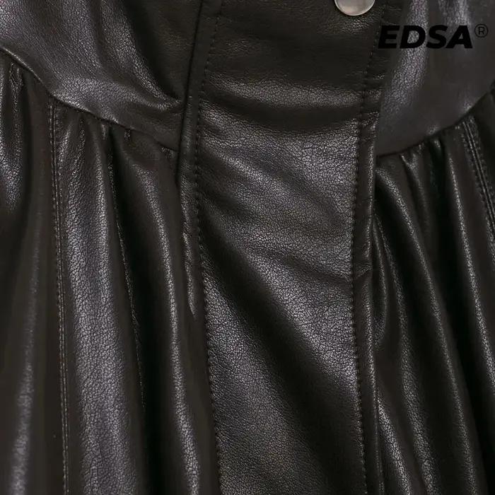 EDSA femmes veste de bombardier en cuir PU manteau pour printemps automne femme côté fermeture éclai