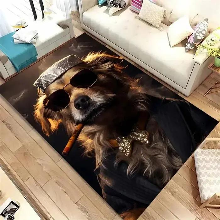 Polymères de sol à motif de chien qui fume, décoration de porte, maison, salon