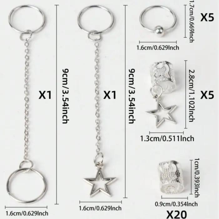 Tresses de cheveux Star Dreadlock, 32 pièces, manchettes et décorations tressées, accessoires pour c