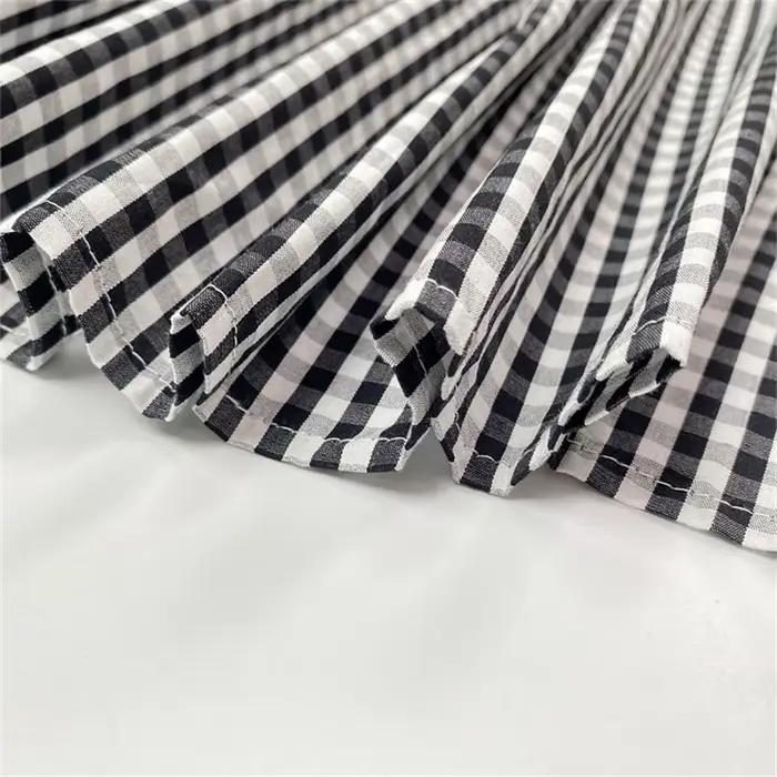 Yeezzi 2025 nouvelle mode Plaid revers chemise robe femmes manches à volants poches boutonnées fente