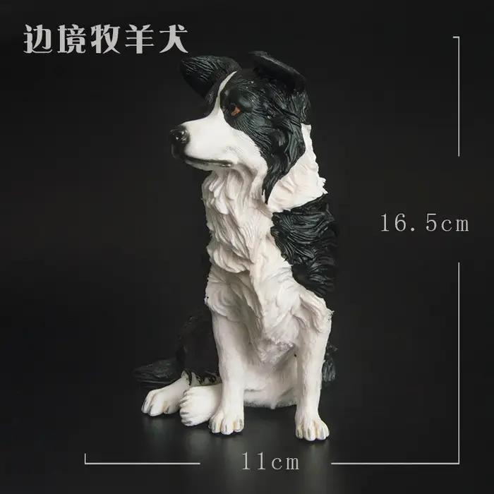 Figurine Sculpture Réaliste Chien Border Collie Modèle en Plastique Simulation Animale Jouet Éducati