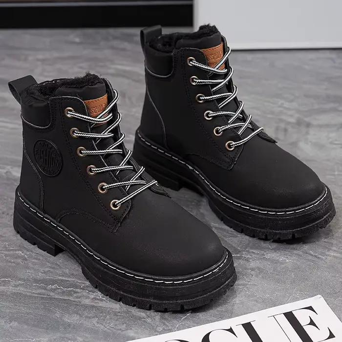 Bottes pour femmes 2026, bottes de travail montantes, style britannique, version coréenne, à semelle épaisse, à lacets, antidérapantes, chaudes et imperméables
