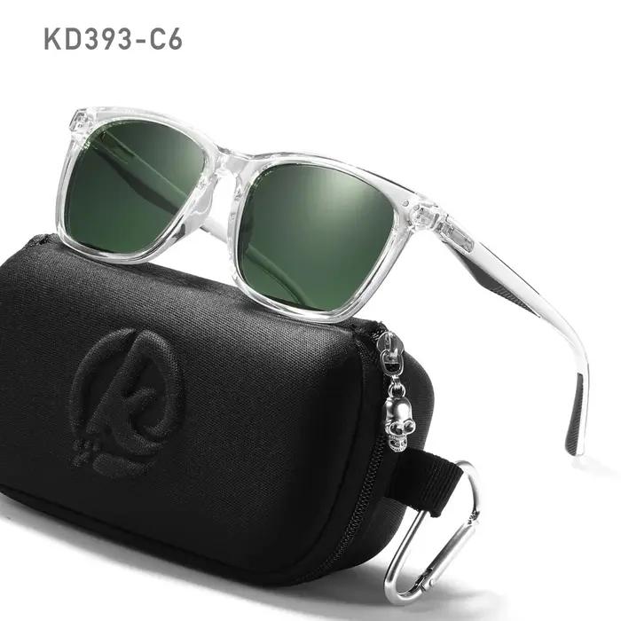KDEAM hommes lunettes de soleil carrées lentille polarisée TR90 matériel cadre printemps charnières en acier inoxydable