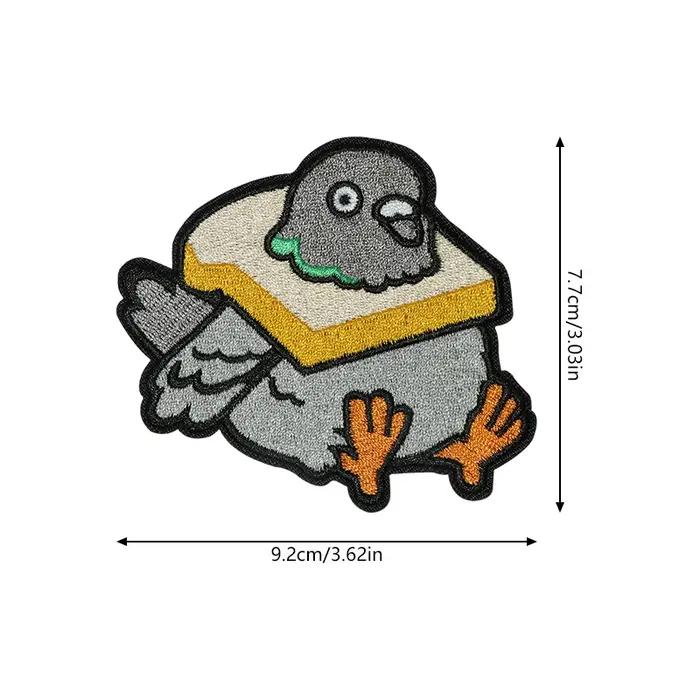 Patch brodé unisexe colombe avec toast thermocollant badge humoristique pour vêtements casquette sac veste occasions spéciales