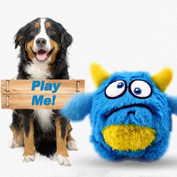 OUZEY Squeaker chiens balles jouet résistant aux morsures jouets en peluche pour petits chiens interactifs balle à mâcher jouets animaux accessoires d'entraînement