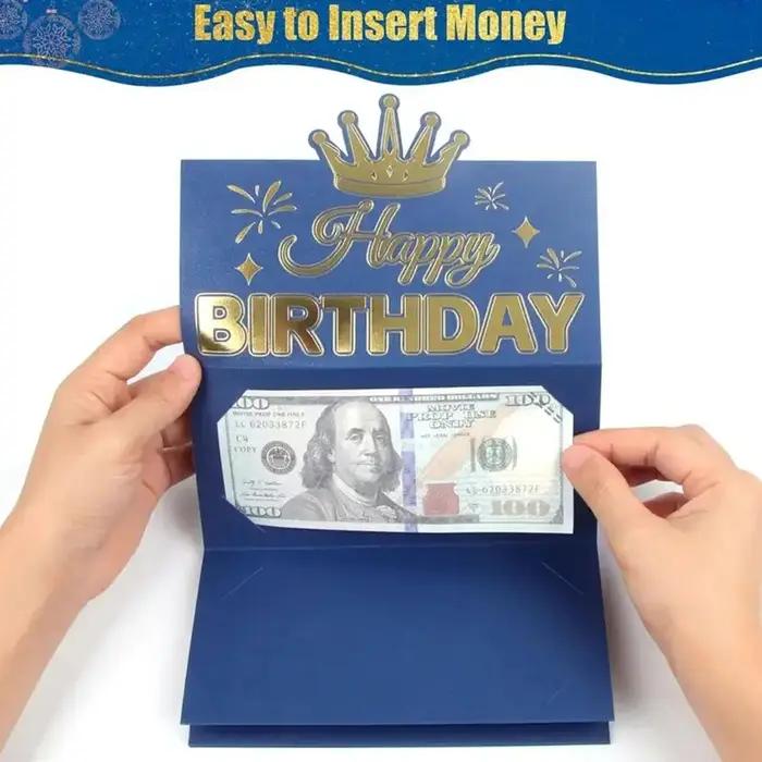 Enveloppe d'argent noire avec or six emplacements pour anniversaire et célébrations familiales porte-monnaie surprise cadeau d'argent pour homme femme enfant décoration de fête