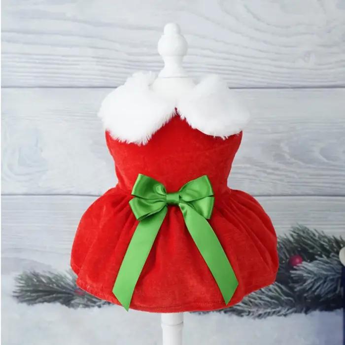 Robe de Noël pour Chien En Velours Côtelé, Costume de Fête, Tenue Cosplay Hivernale Pour Chiens Occasions Spéciales