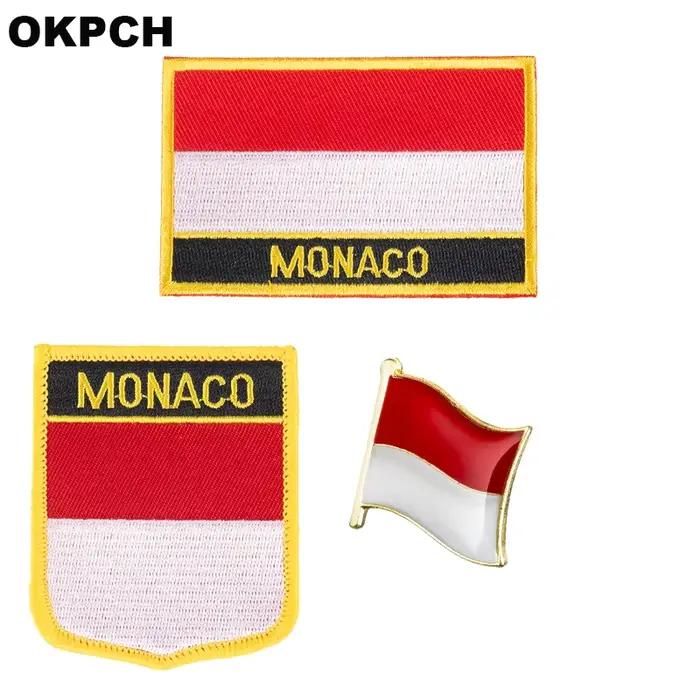 Drapeau National de Monaco brodé à repasser sur patchs pour vêtements