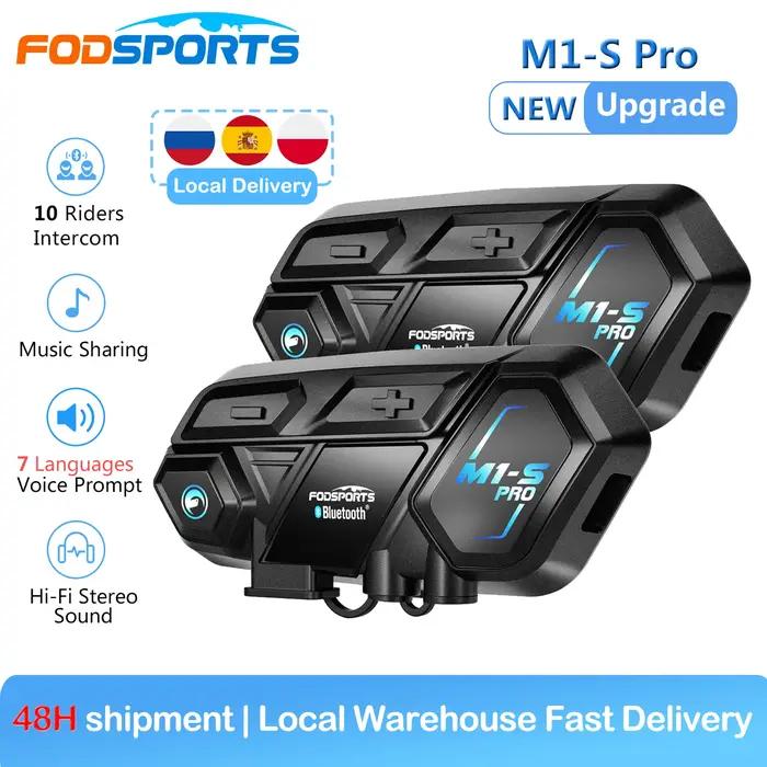 Intercom Bluetooth pour casque de moto Fodsports M1-S Pro, communication de groupe pour 10 motards,