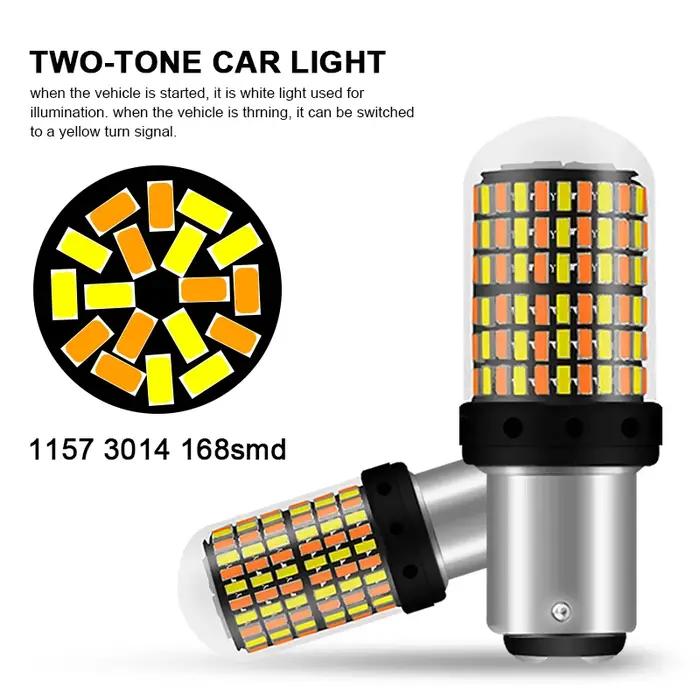 Ampoule Canbus 1157 Led Bay15d P21/5w T20 Led 7443 T25 3157 168smd pour feu stop, clignotant, ambre