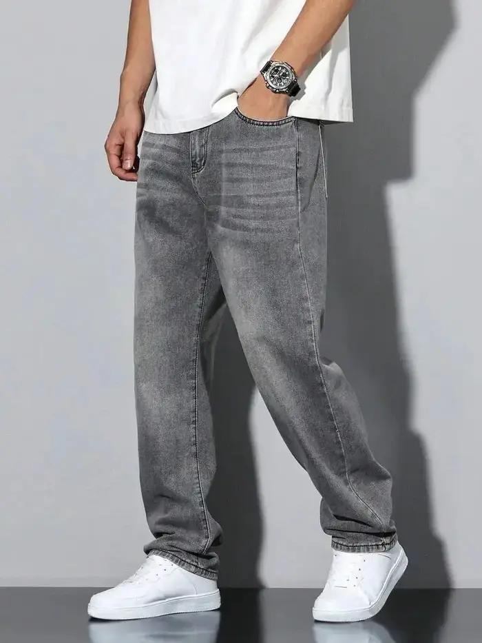 Jean gris slim droit pour hommes