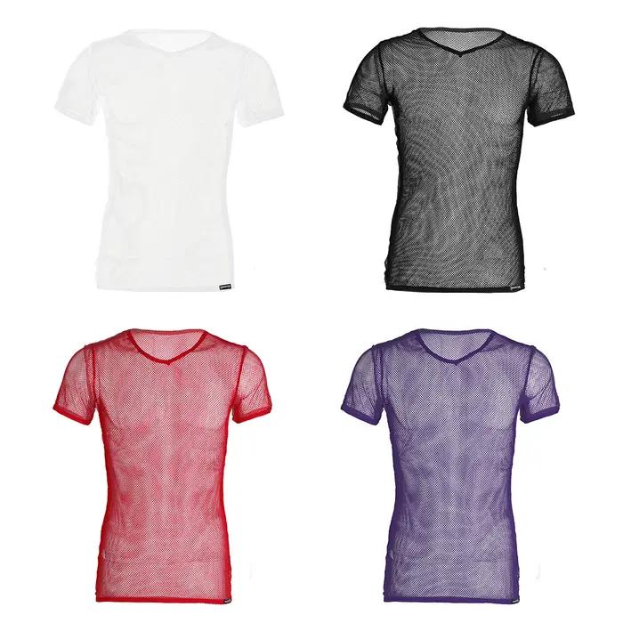MSemis-T-shirt en résille transparent pour homme