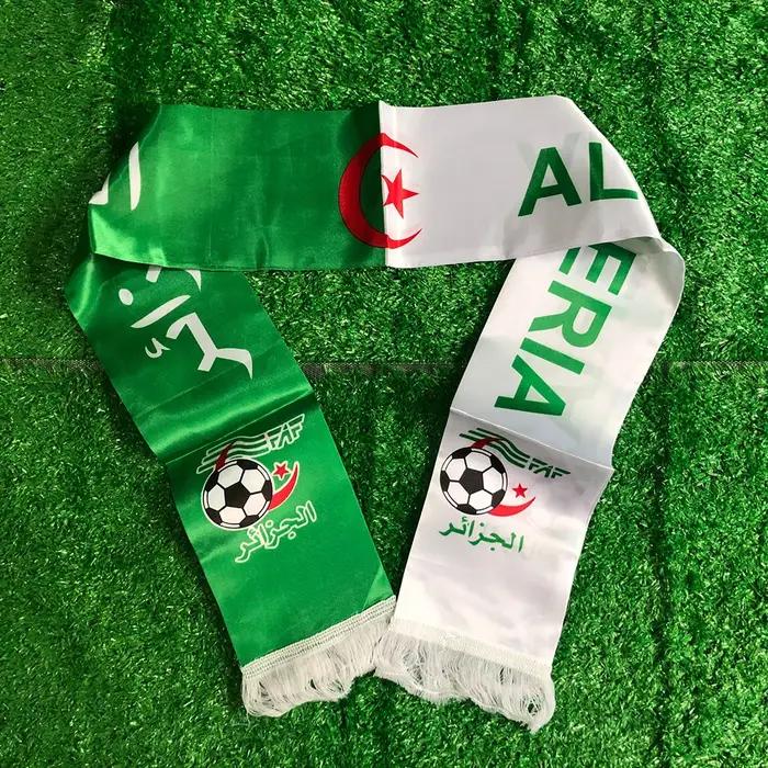 Écharpe SKY FLAG Algérie 14*130cm, écharpe personnalisée avec drapeau algérien, écharpe d'équipe de football, impression sur satin, bannière Algérie