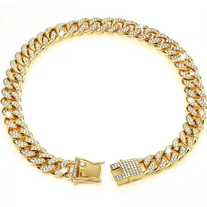 Collier de chien doré, Style Hip Hop, cadeau pour chien, joli collier doré