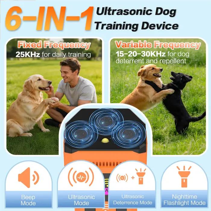 Répulsif pour chiens WXRPET, dispositif d'entraînement ultrasonique pour chiens, dispositif anti-aboiement rechargeable avec lampe torche LED