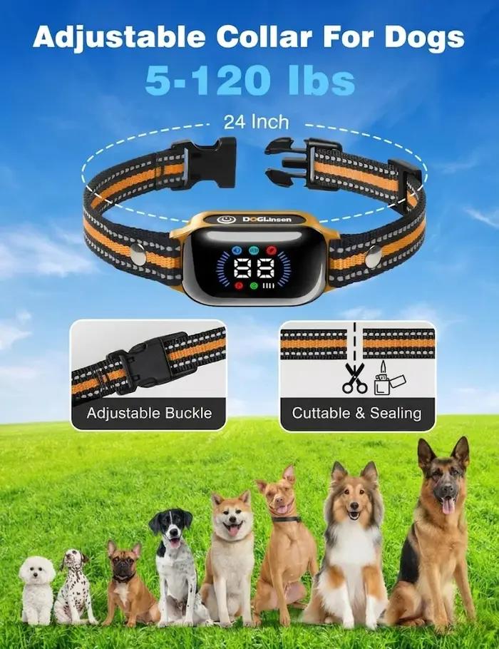Collier intelligent 2-en-1 anti-aboiement et de dressage pour chiens de toutes tailles
