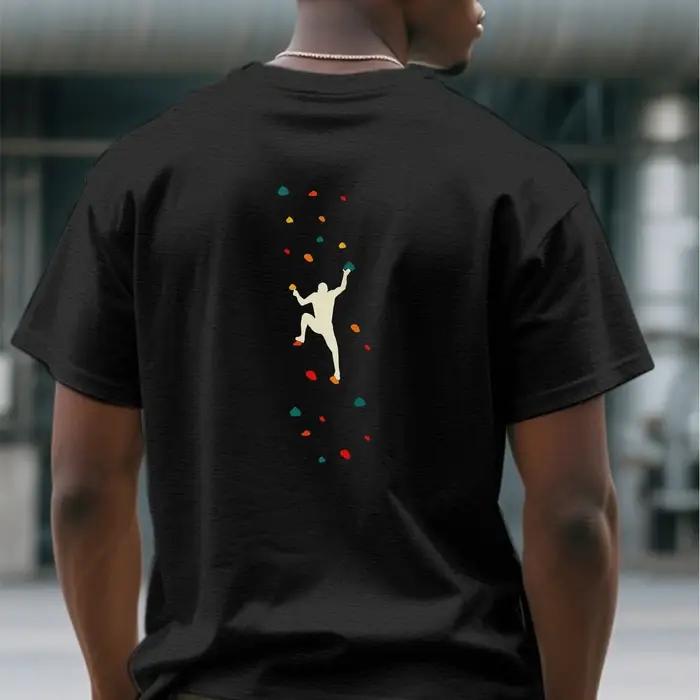 T-shirt homme col rond décontracté imprimé escalade coton polyester pour hommes quatre saisons occasions extérieures