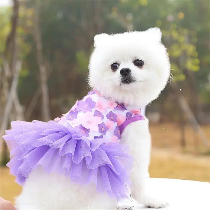 Robe florale pour chien pour petites races – Polyester tissé