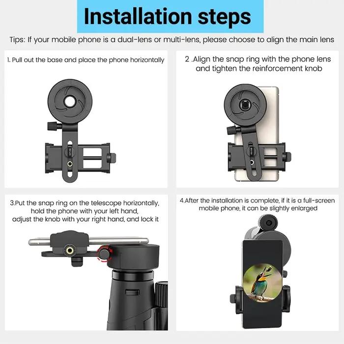 Adaptateur universel télescope smartphone pour jumelles monoculaires longue-vue fixation réglable chasse