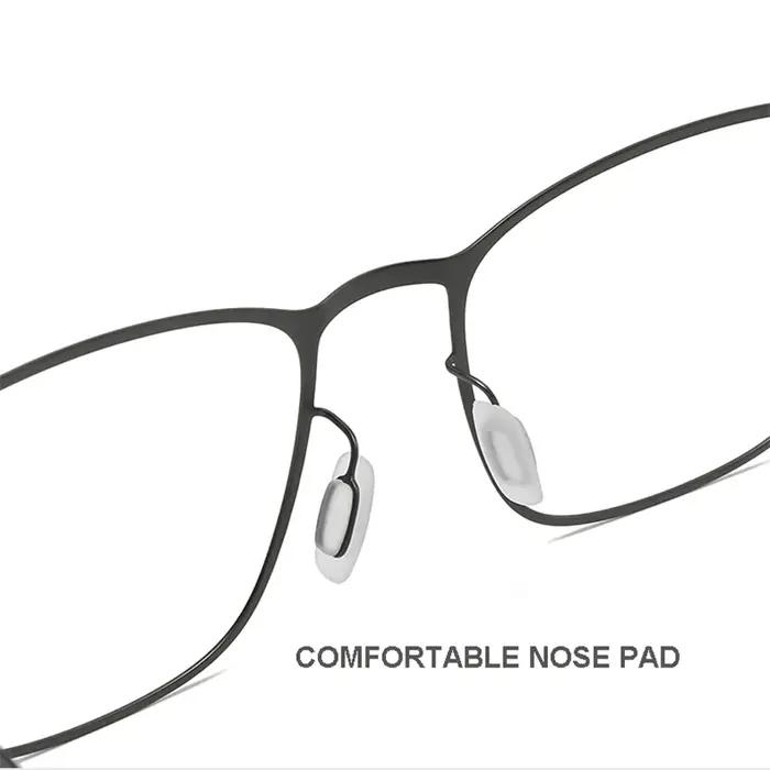 Monture de lunettes carrée sans vis pour hommes, design allemand, ultra-légère 7,5g, en acier fin, l