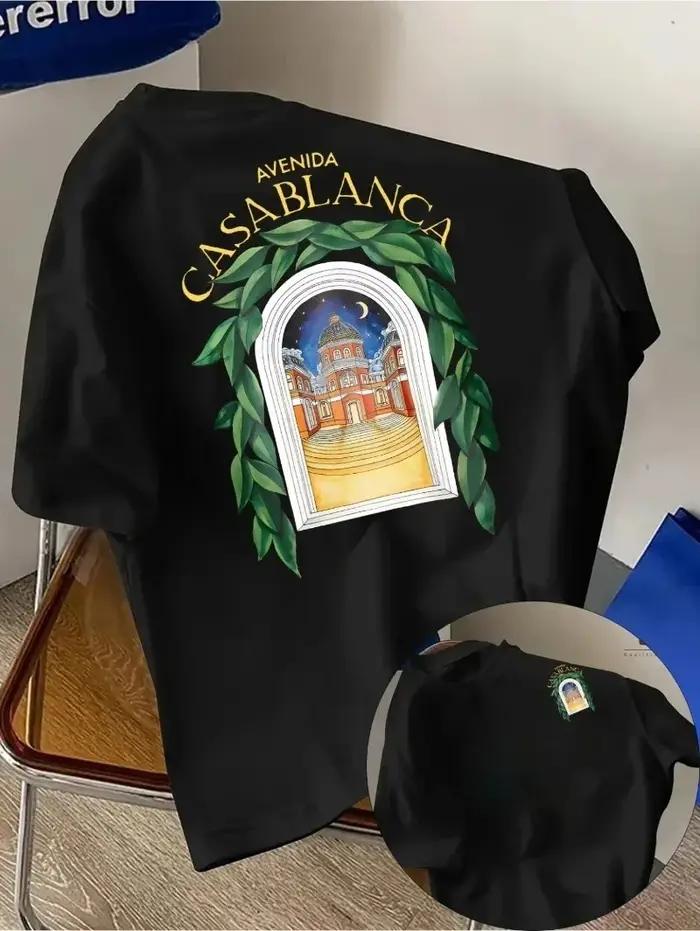 T-shirt Avenida Art en coton style américain rétro décontracté streetwear hipster mode surdimensionné Y2K pour homme femme occasions spéciales nostalgie années 2000