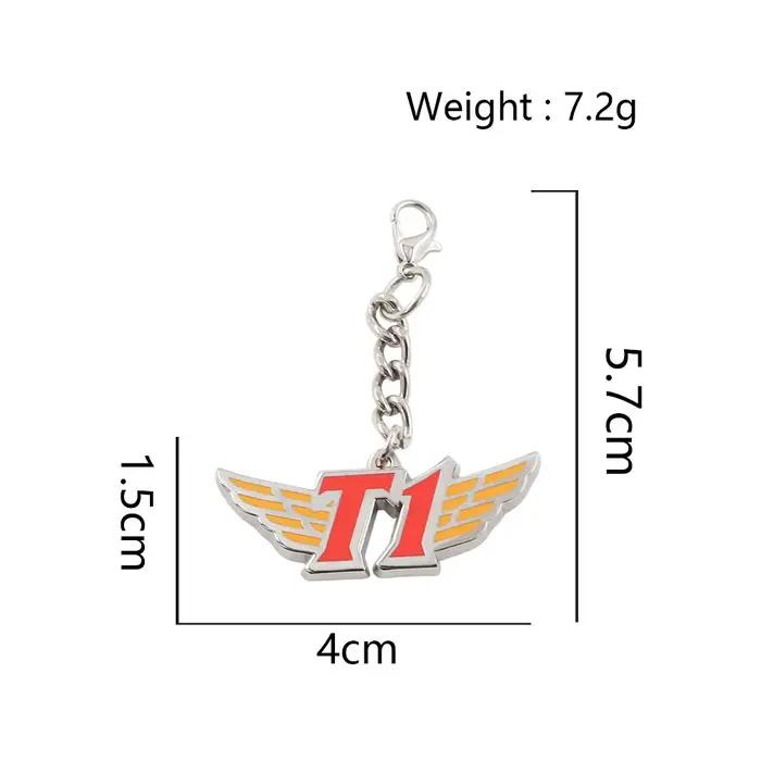 Porte-clés en métal avec logo de l'équipe T1, pendentif émail en forme d'aile, accessoire de collect