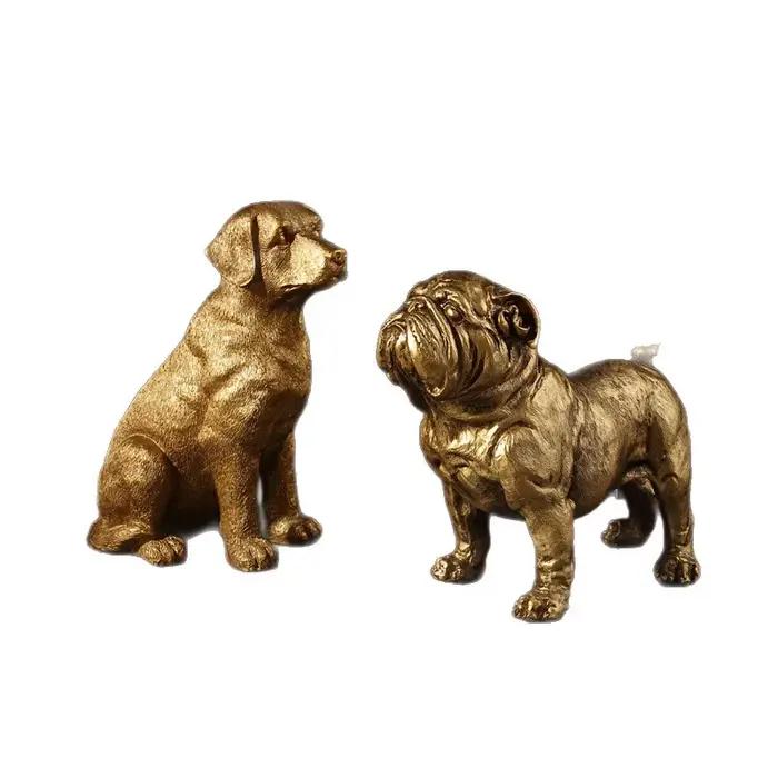 Statue de Golden Retriever et de Bouledogue Français en résine moderne pour décoration de bureau ou maison occasions spéciales chiots dorés