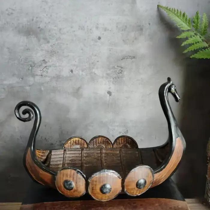 Bateau principal nordique rétro Viking en résine, ornements de bureau, artisanat, petits cadeaux, décoration de maison Antique