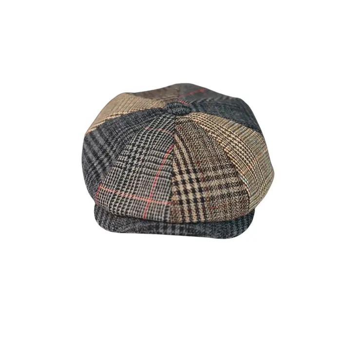 Chapeau de journal en laine vintage unisexe patchwork pour hommes et femmes occasions extérieures four seasons