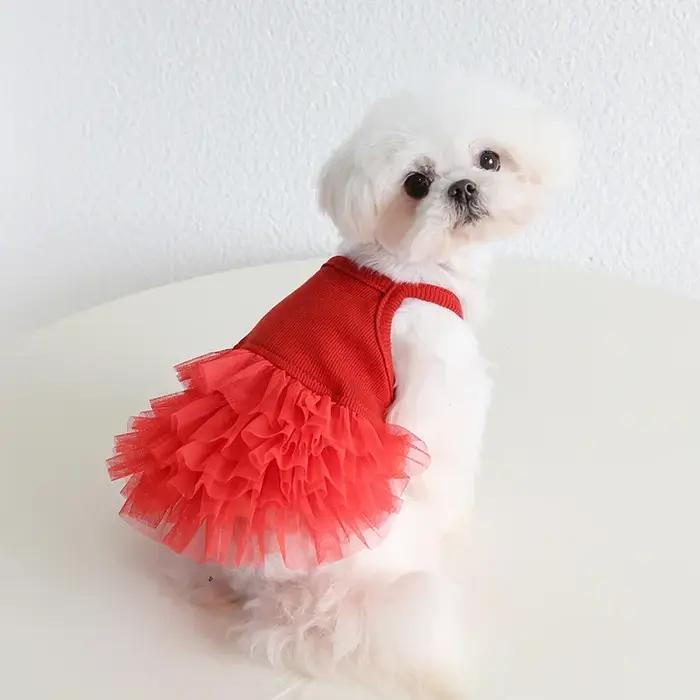 Robe mignonne en tulle pour petits chiens vêtements d'anniversaire tenues d'été queue de sirène tutu de ballet pour animaux de compagnie occaions spéciales