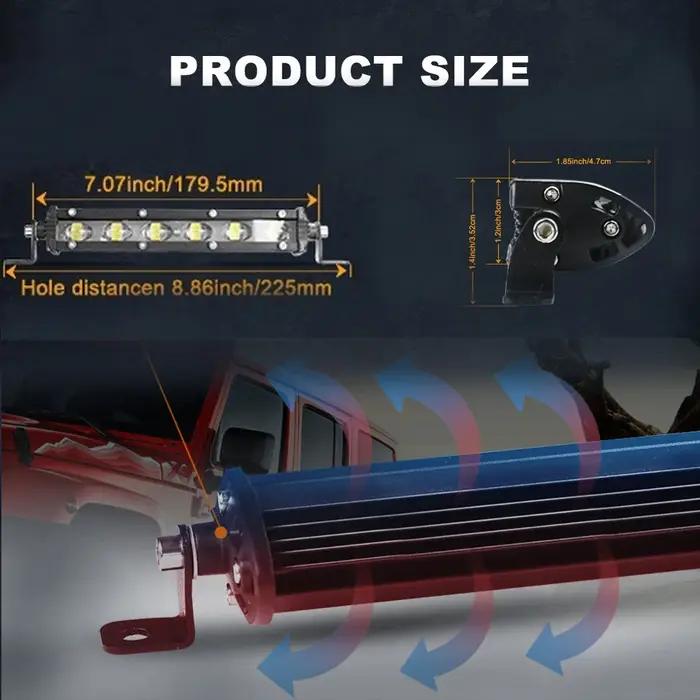 8D 8 "12V 24V projecteur barre lumineuse LED tout-terrain mince Barra LED barre lumineuse de travail