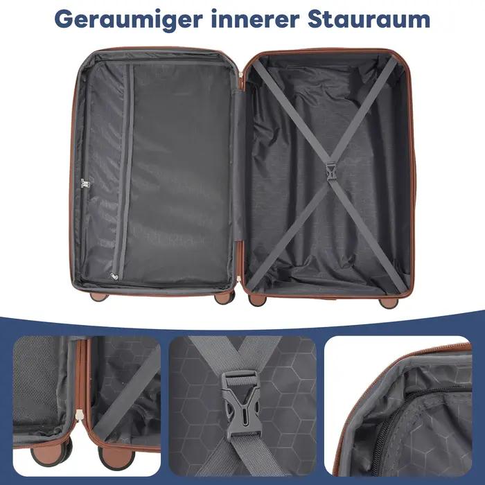 Anajqaqia Set de bagages, avec poignées télescopiques en métal, 360 ° Double roues, serrure TSA, e