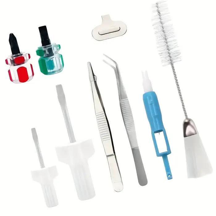 Kit de nettoyage de Machine à coudre avec pincettes métalliques, brosse à Double extrémité et tourne