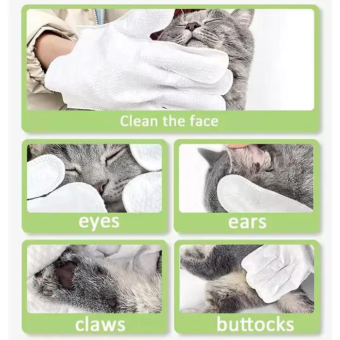 Gants de nettoyage sans eau pour animaux de compagnie bain pour chiens chats désodorisation nettoyage à sec lingettes humides pour chiots chatons usage quotidien sorties jeux soins spéciaux cadeau nouveau propriétaire animal de compagnie