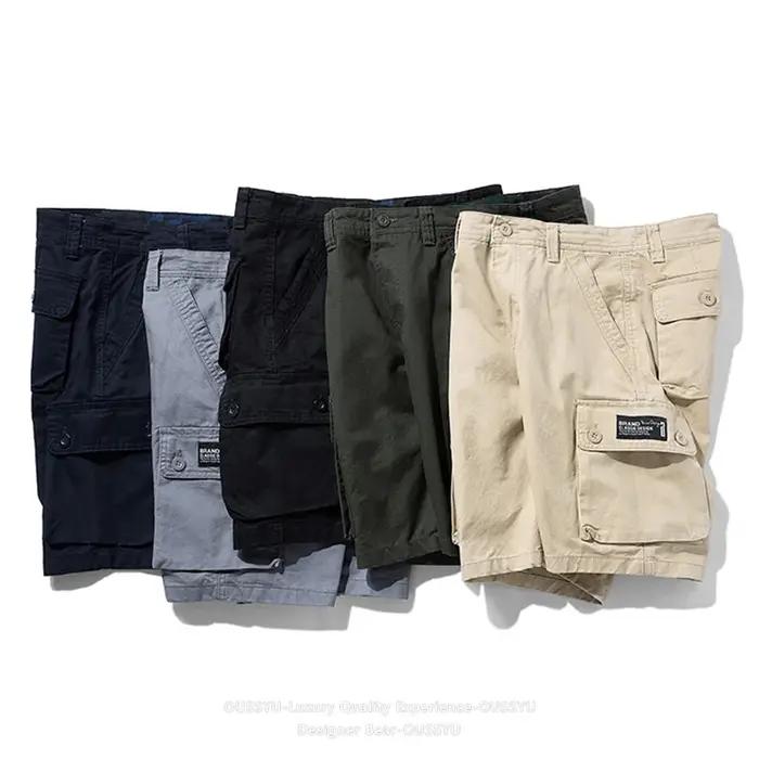 Shorts Cargo Homme 100% Coton Été – Bermuda Décontracté Tactique pour Plage et Jogging – Vêtements de Marque