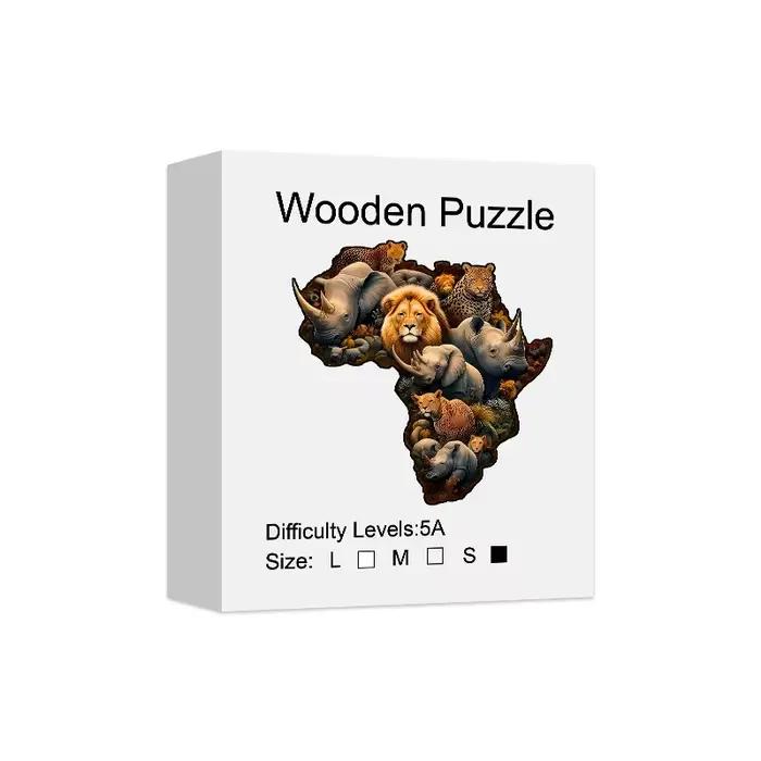 Puzzle en bois sur le thème du monde animal, pièces irrégulières en forme d'animaux, cadeau d'annive