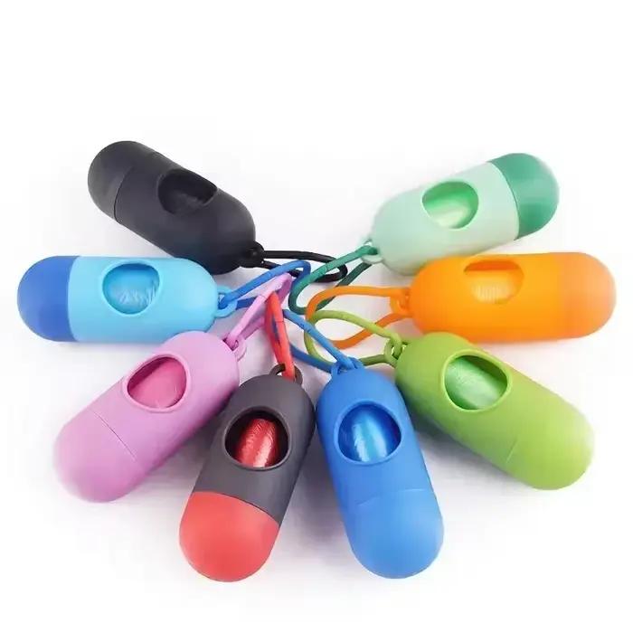 Distributeur de sacs de merde de chien éclairé par LED-sacs à déchets dégradables portables pour le nettoyage extérieur des chiens et des chats