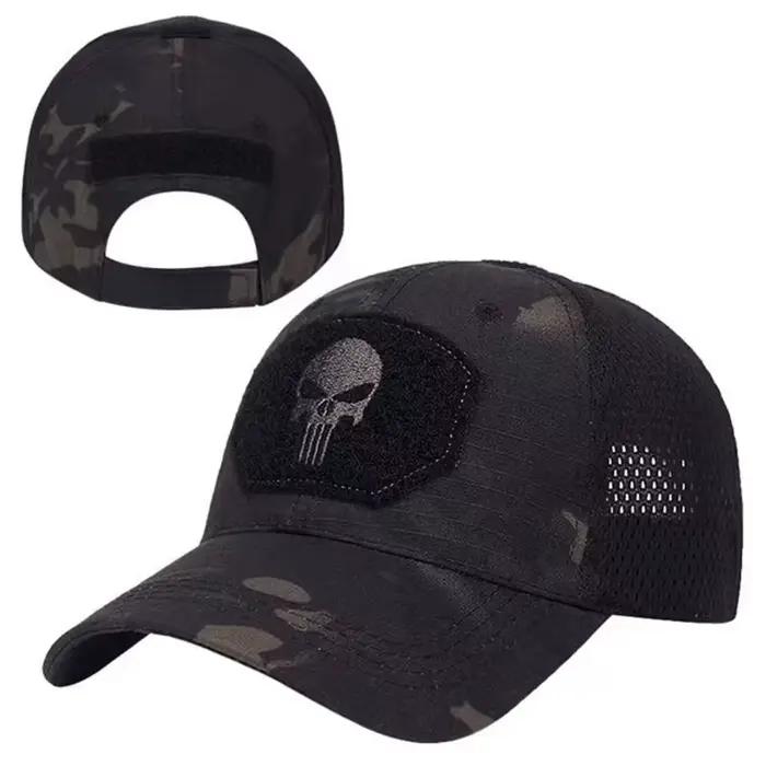 Casquette mesh camouflage été 2024 - Bonnet crâne tactique airsoft ajustable homme femme