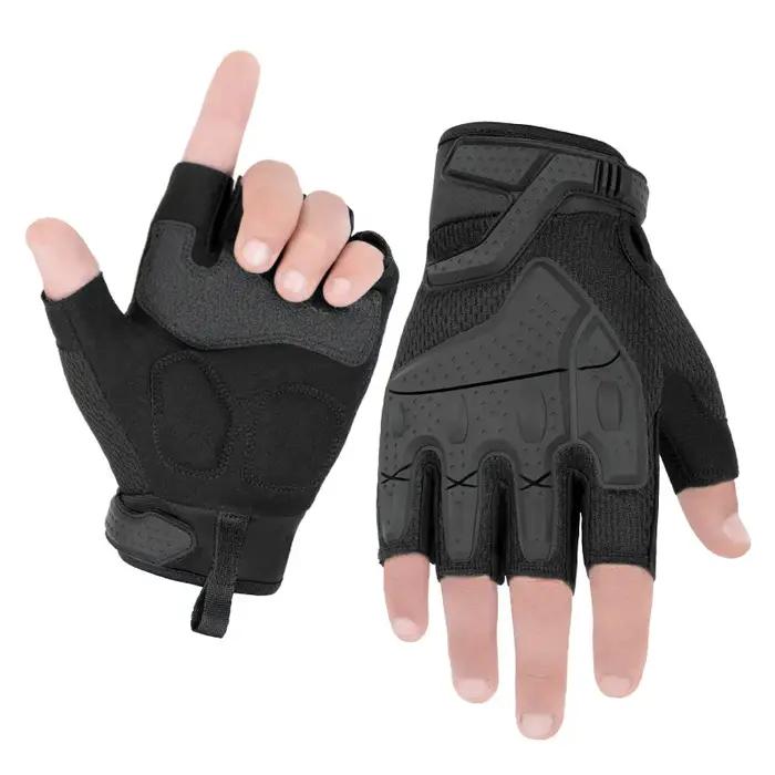 Gants tactiques demi-doigts camouflage - Anti-choc, anti-dérapant, résistant pour VTT et sports outdoor