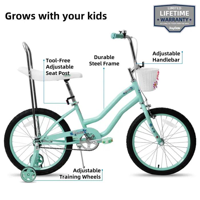Vélo avec Roues d'Entraînement pour Fille de 6 à 15 Ans, Freins à Main Avant, Siège en Gel, 20 Pouce