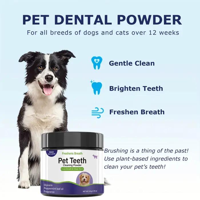 Poudre nettoyante pour dents de chien - Rafraîchit l'haleine