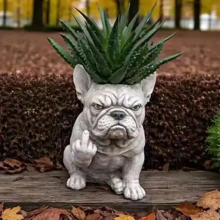 Pot de fleurs en forme de chien en résine pour plantes grasses et petits arbustes intérieurs et extérieurs décoration occasionnelle et cadeau humoristique