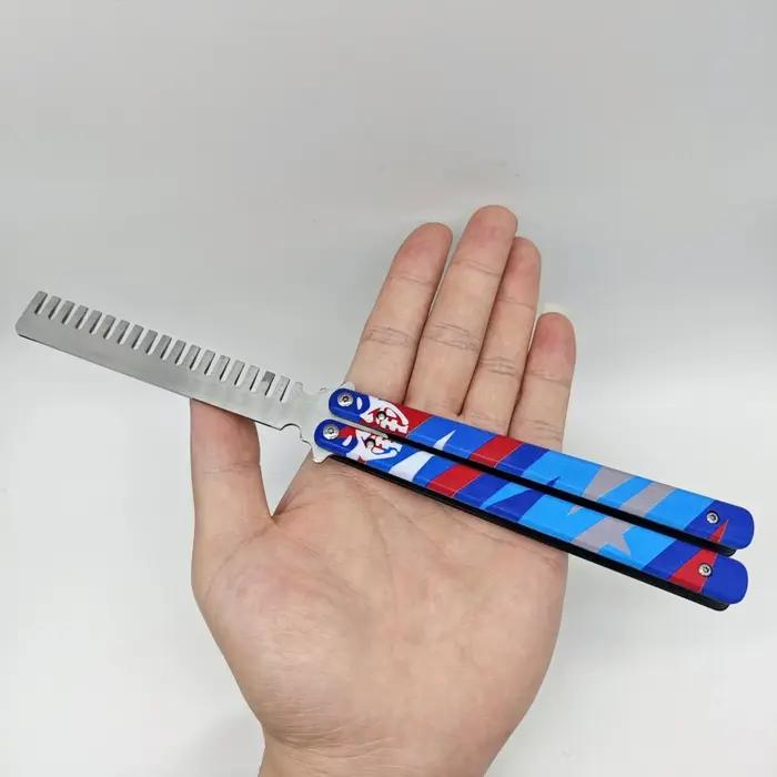 Jouet artisanal couteau Balisong Valorant 23cm modèle métal non tranchant pour formation et collection jeu occasionnels