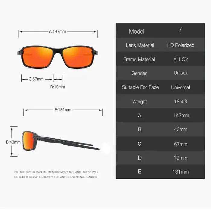 Lunettes de soleil polarisées carrées conduite pêche UV400 hommes - Marque designer sport voyage