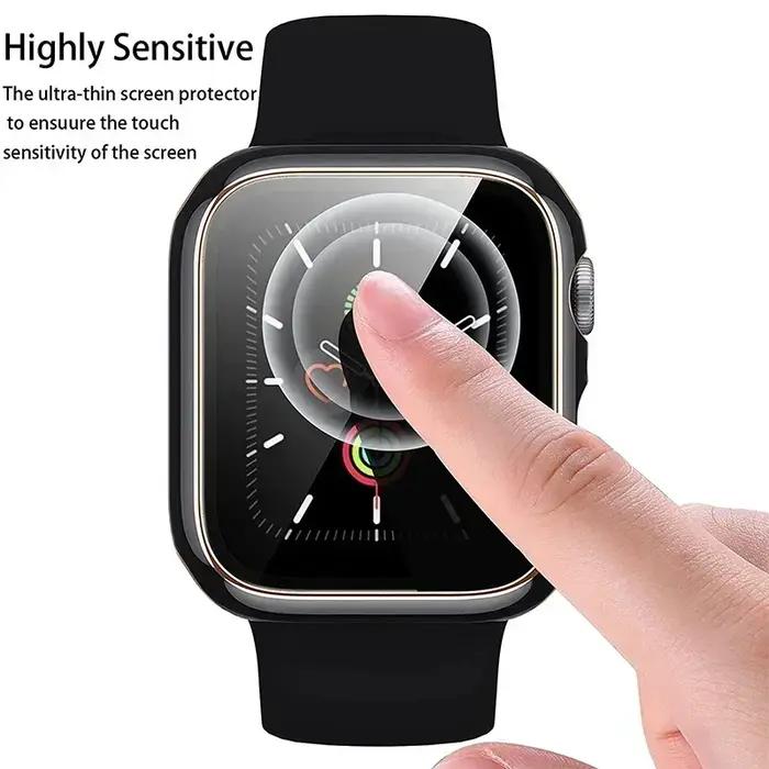 Protection Apple Watch verre trempé + coque - Accessoires série 9 8 7 6 SE 45mm 41mm 44mm 40mm 42mm
