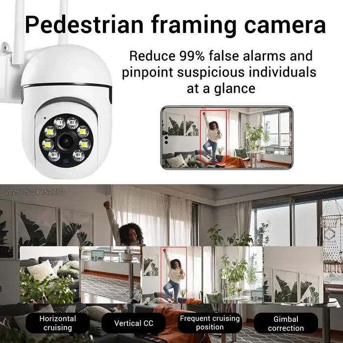 Caméra PTZ WiFi 2.4G 1080P 5x zoom numérique surveillance intérieur vision nocturne IP v380 pro