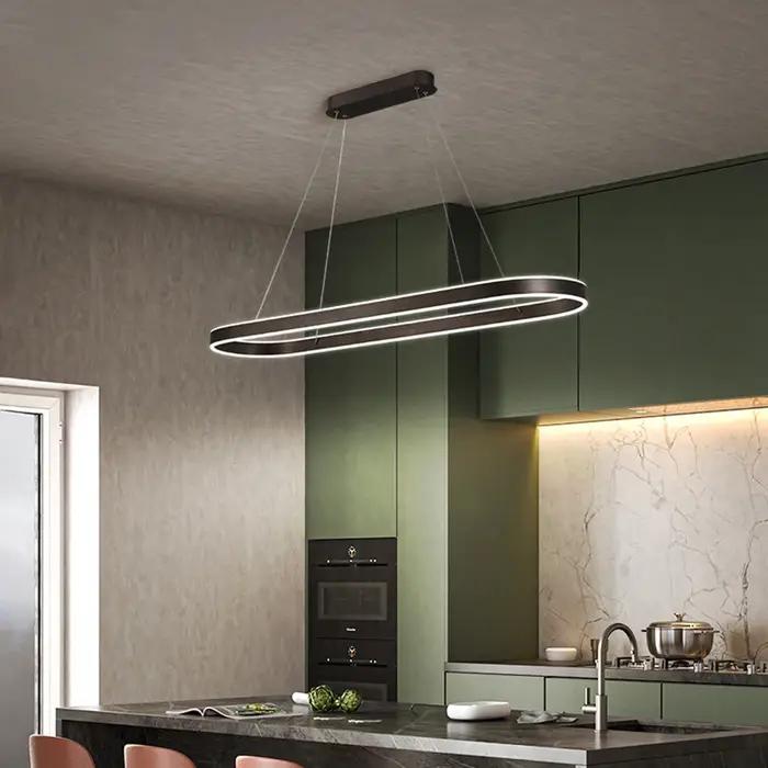Lustre LED nordique en aluminium pour restaurant, idéal pour cuisine et salle à manger, éclairage su