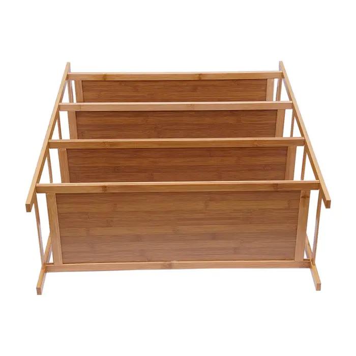 Étagère en bambou durable à 4 niveaux, meuble de maison en bois, rangement pour chaussures, T1